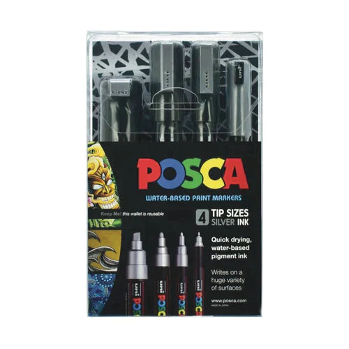 POSCA Assorted Tips - Silver colour Only - 4 Pack - Creative Kids Lab