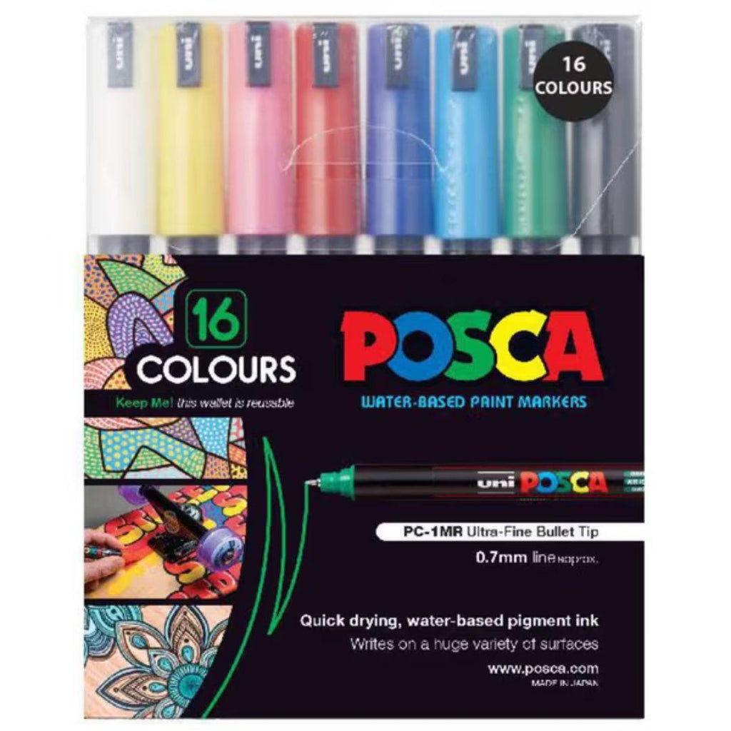 POSCA PC1MR Paint Marking Pen - ASSORTED COLOURS- Set of 16 - Creative Kids Lab