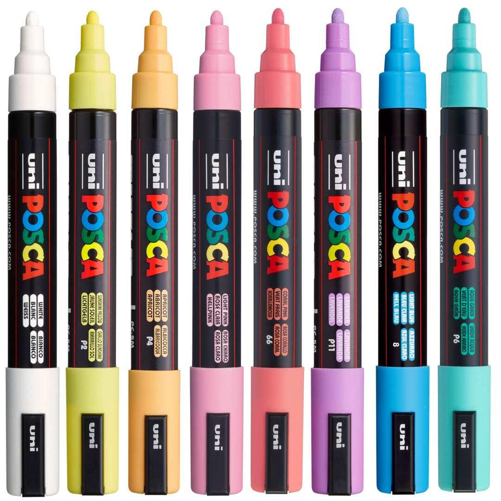 POSCA PC5M Paint Marking Pen - SOFT PASTEL COLOURS - Set of 8 - Creative Kids Lab