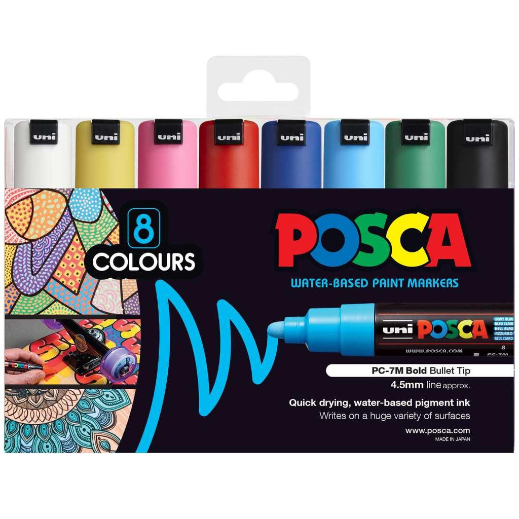 POSCA PC7M Paint Marking Pen - ASSORTED COLOURS - Set of 8 - Creative Kids Lab