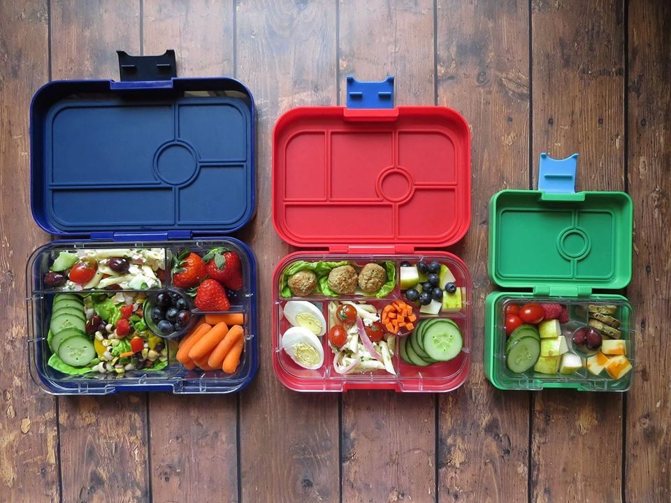 Yumbox bento lunchbox with food selection inside