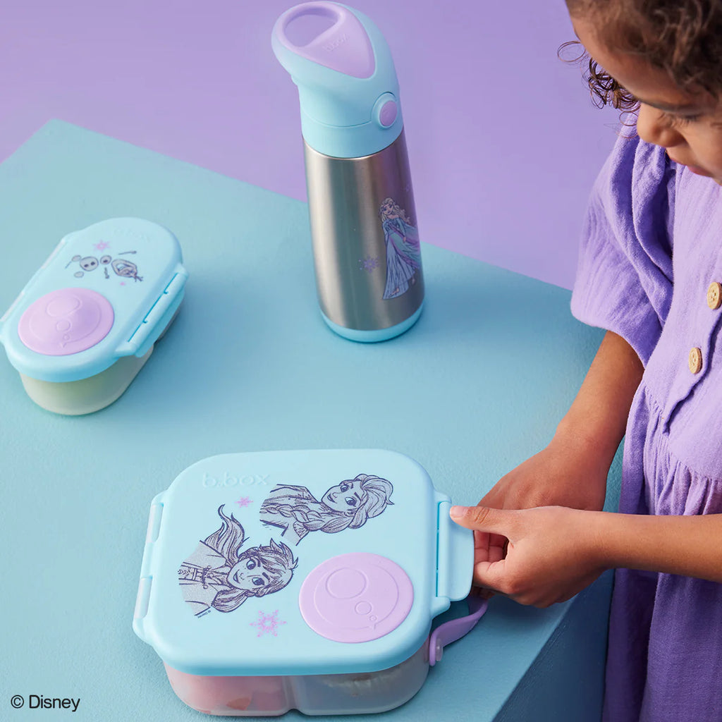 bbox Disney Elsa Frozen collection of drink bottle lunch box and snackbox design. Creative Kids Lab
