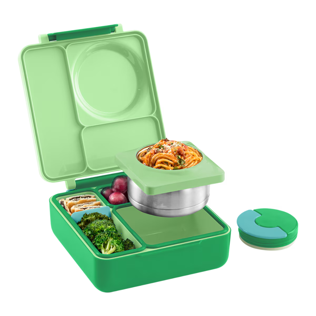 Omie 2 in 1 kids lunchbox V2 in apple green, with thermos