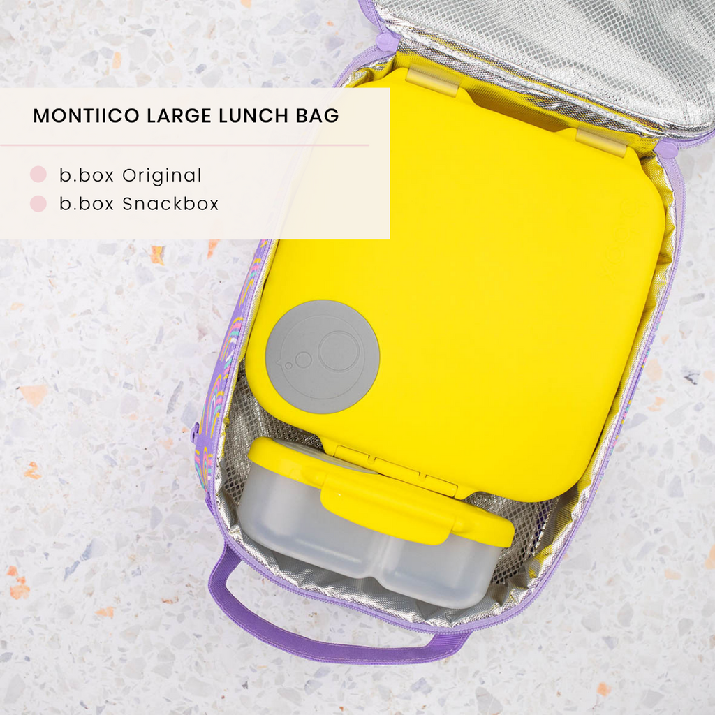 Montiico Insulated Lunchbag with b.box lunchbox and bbox snackbox inside