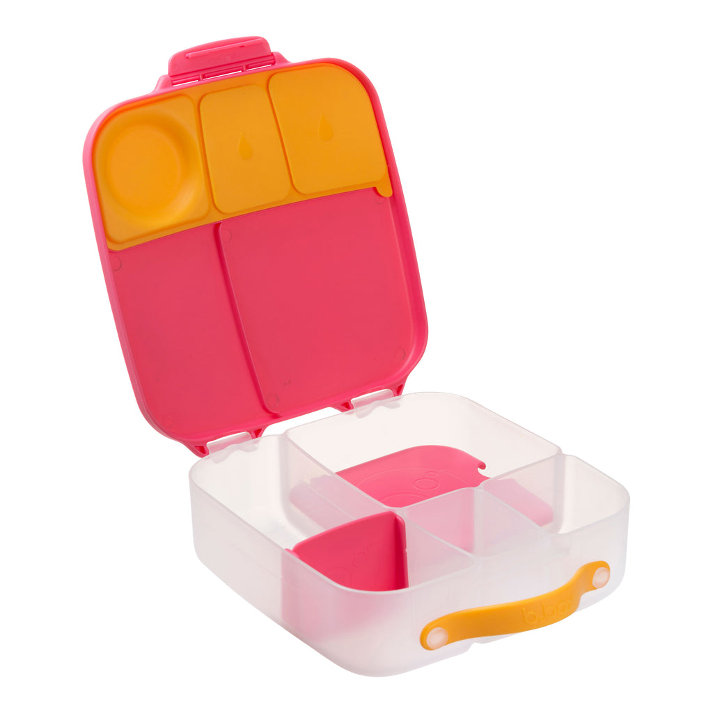 Colorful bbox bento lunchbox with compartments on a white background