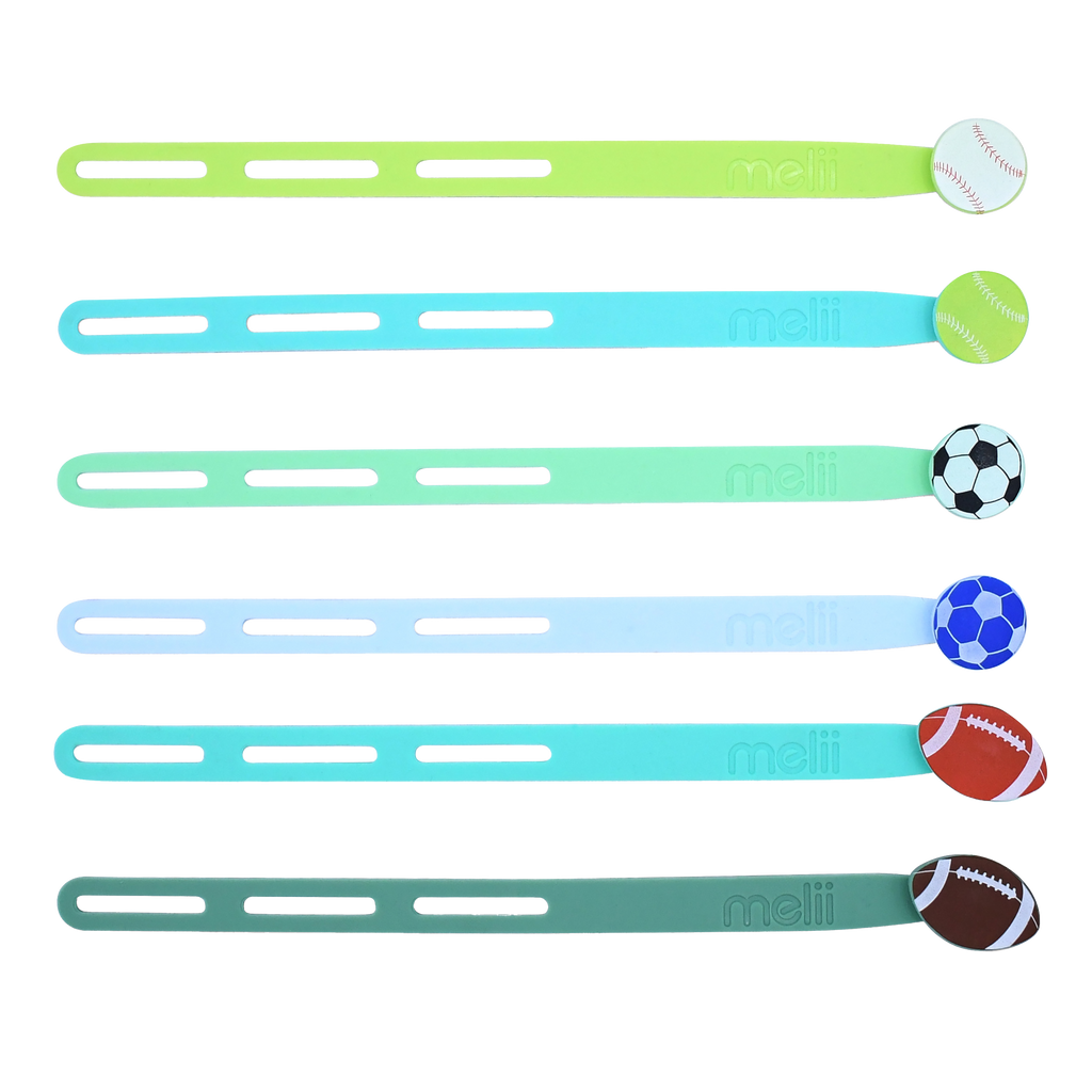Melii luxe silicone wrap bands, now coming in sports balls designs