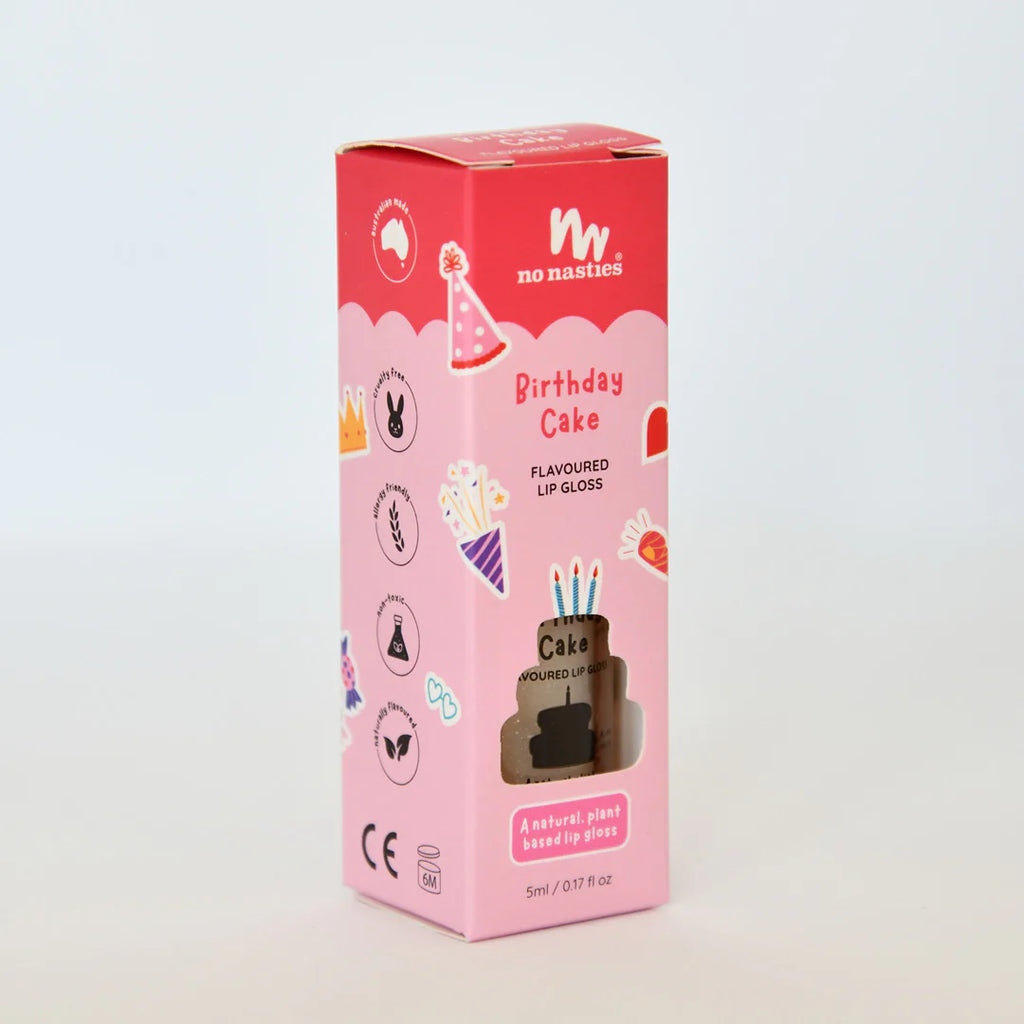 No Nasties Kids | Natural Kids Lip Gloss Wand | Birthday Cake - Creative Kids Lab
