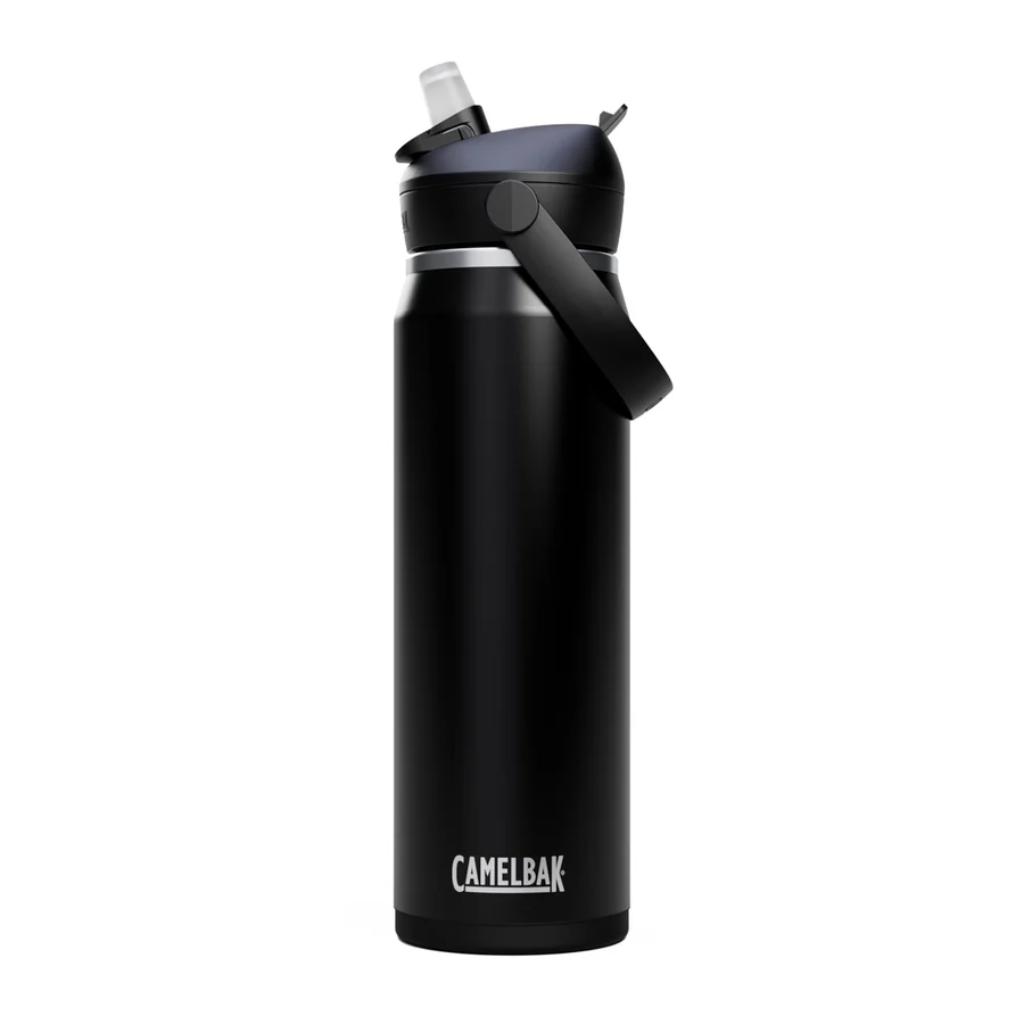 black camelbak thrive stainless steel insulated drink bottle 750ml with flip straw