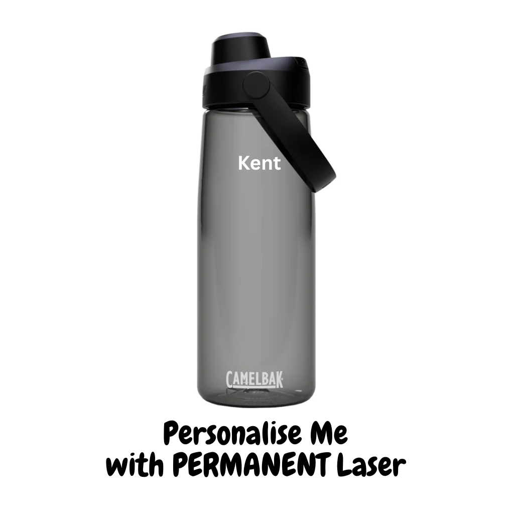 CamelBak thrive chug tritan charcoal water bottle with 'Kent' personalised by laser creative kids lab