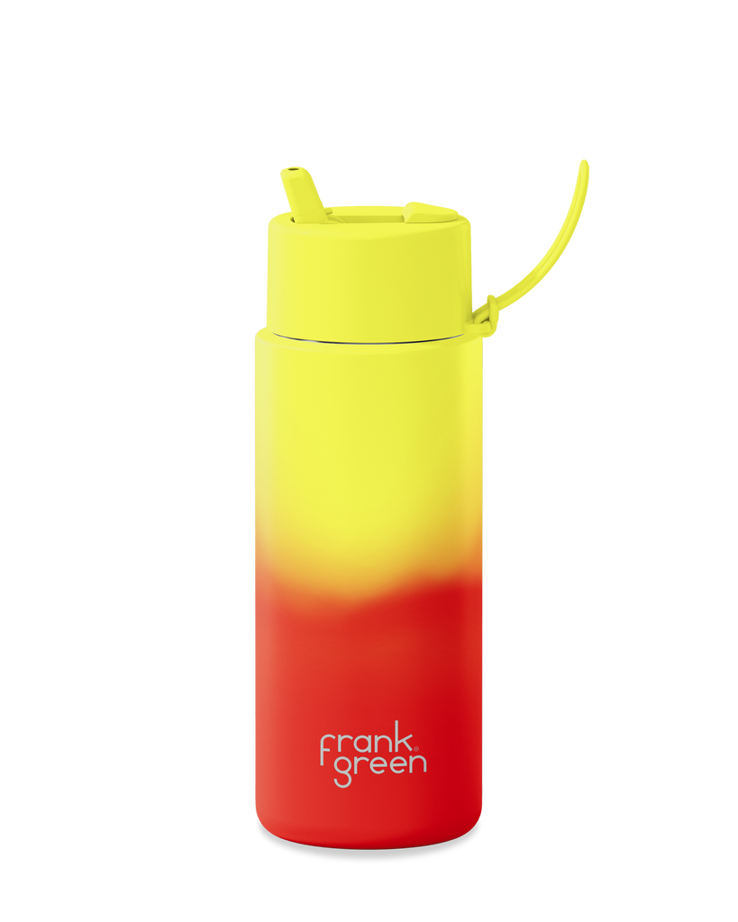 Frank Green colour change water bottle 1L capacity, now in the all new 'Lava' colour way.