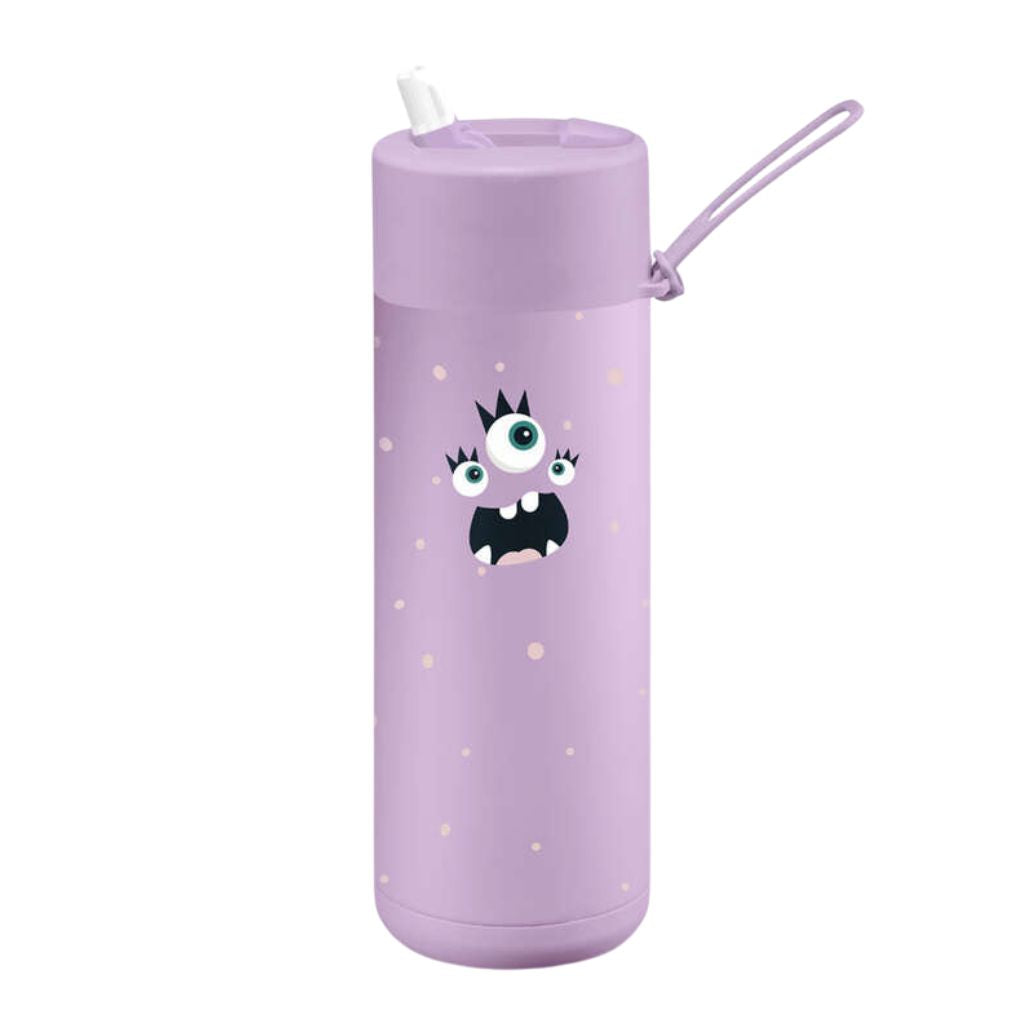 Frank Green Franksters 595ml ceramic insulated stainless steel kids drink bottle lilac haze flick