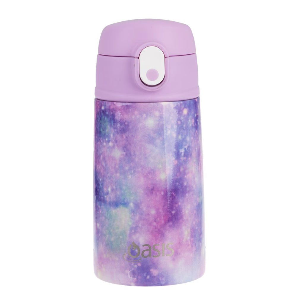 Oasis Kids insulated drink bottle in galaxy theme print with straw 400ml
