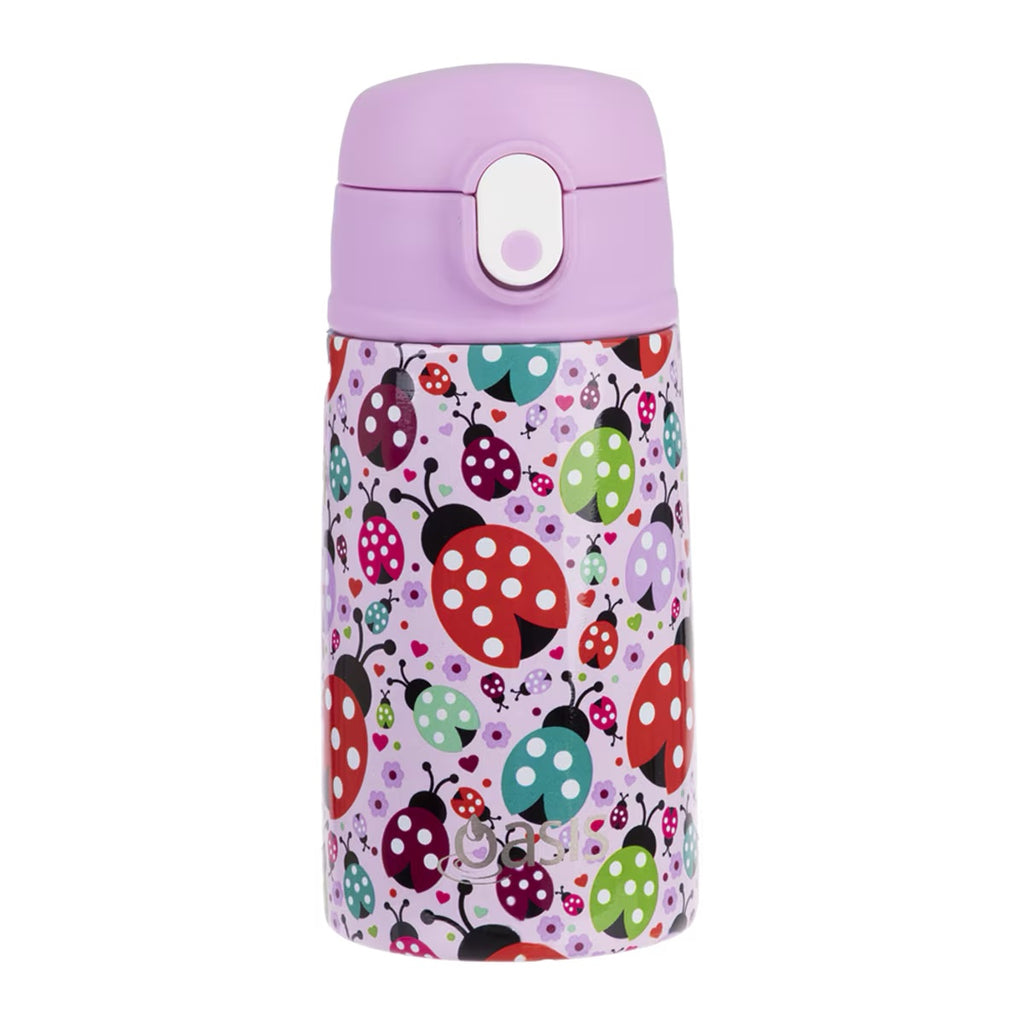 Oasis Kids insulated drink bottle in lady bugs theme print with straw 400ml