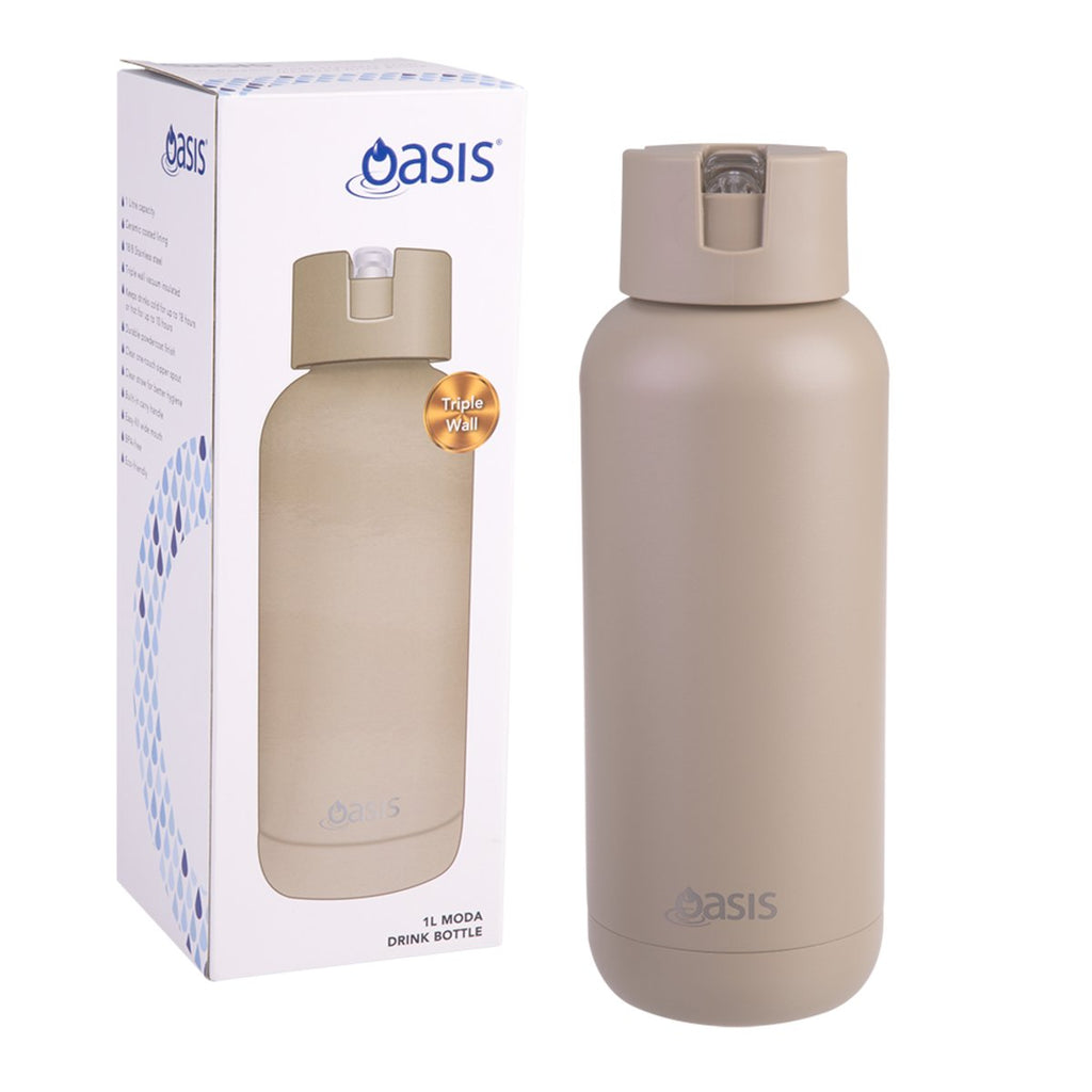 Oasis | Moda Ceramic Lined Stainless Steel Drink Bottle | 1 Litre - Creative Kids Lab