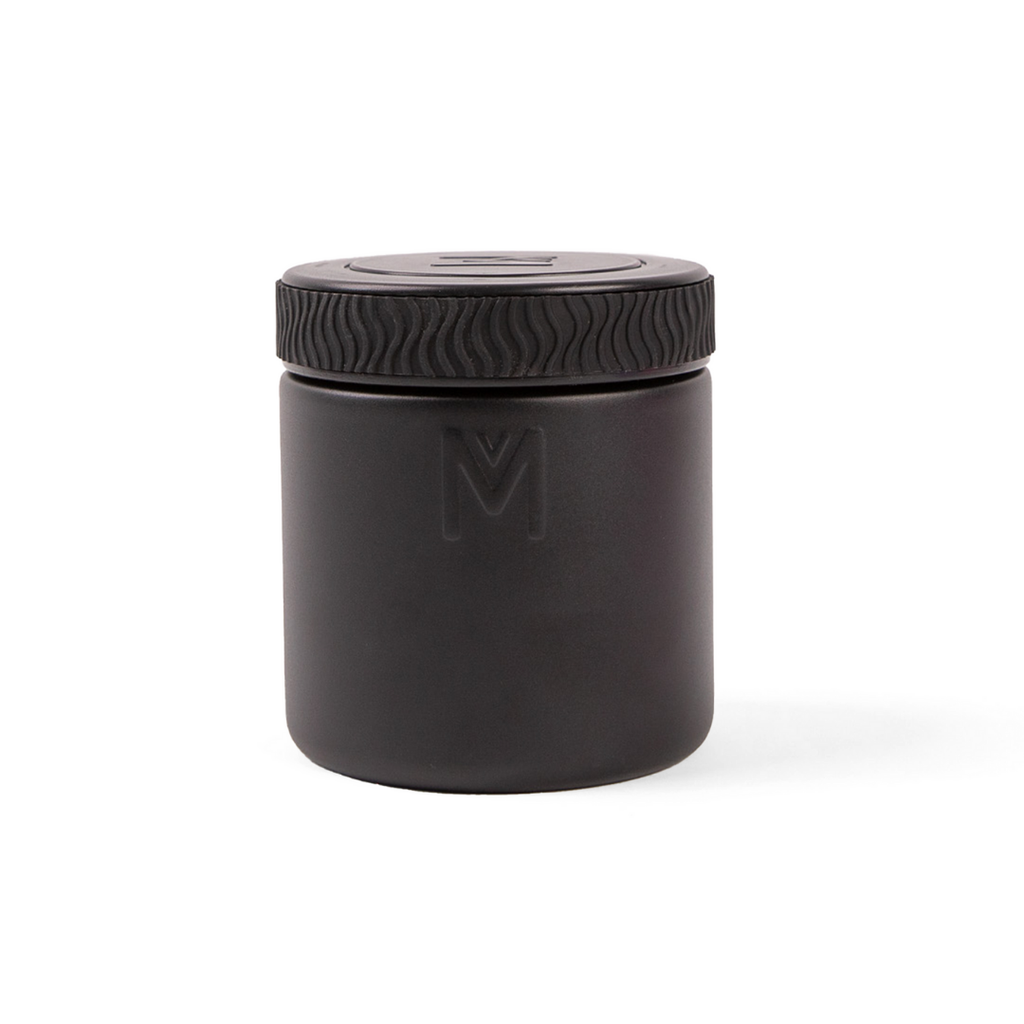 Montiico insulated food jar in midnight black creative kids lab