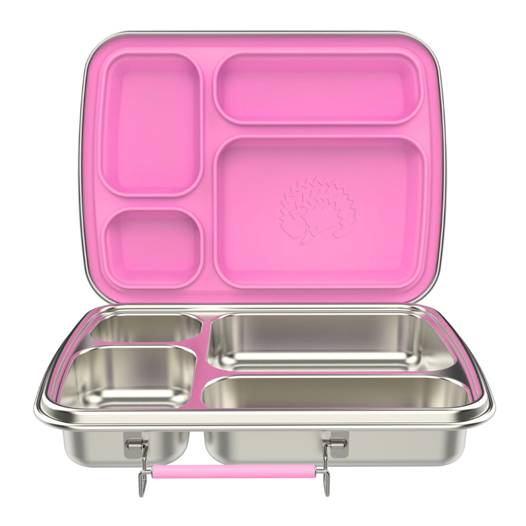 Oli Eve Pink Galah Bento4 Lunchbox Stainless Steel open with silicone seal