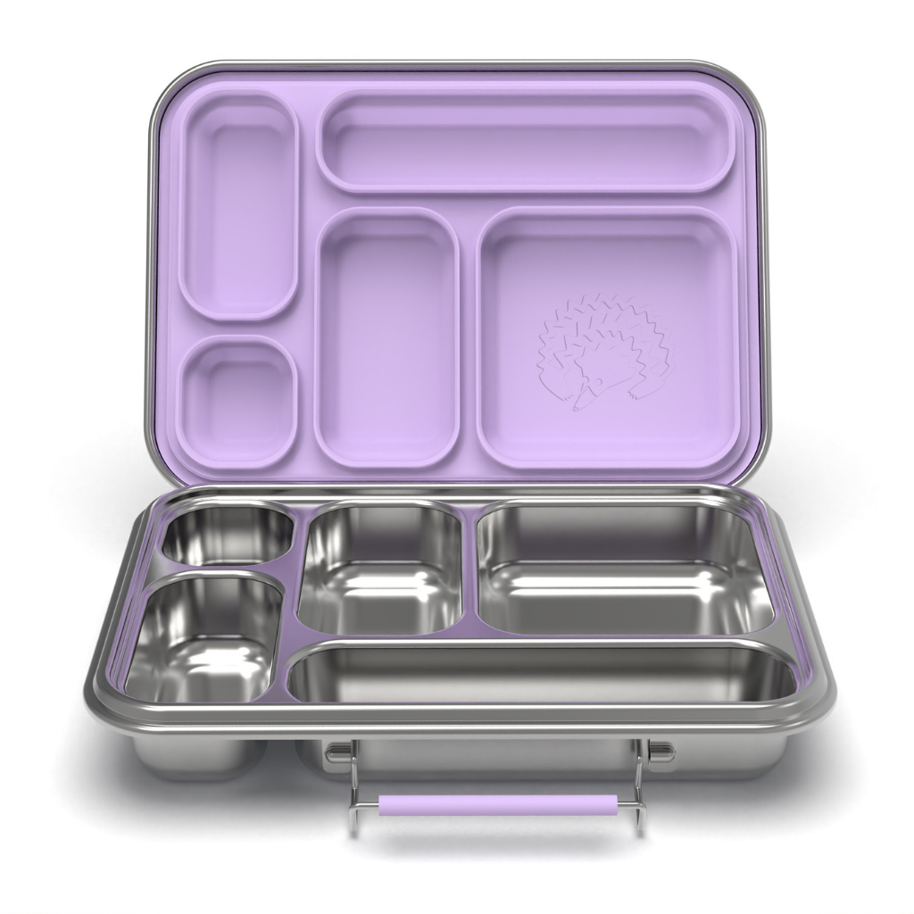 Oli Eve 5 compartment stainless steel bento lunchbox for kids in lilac purple colour