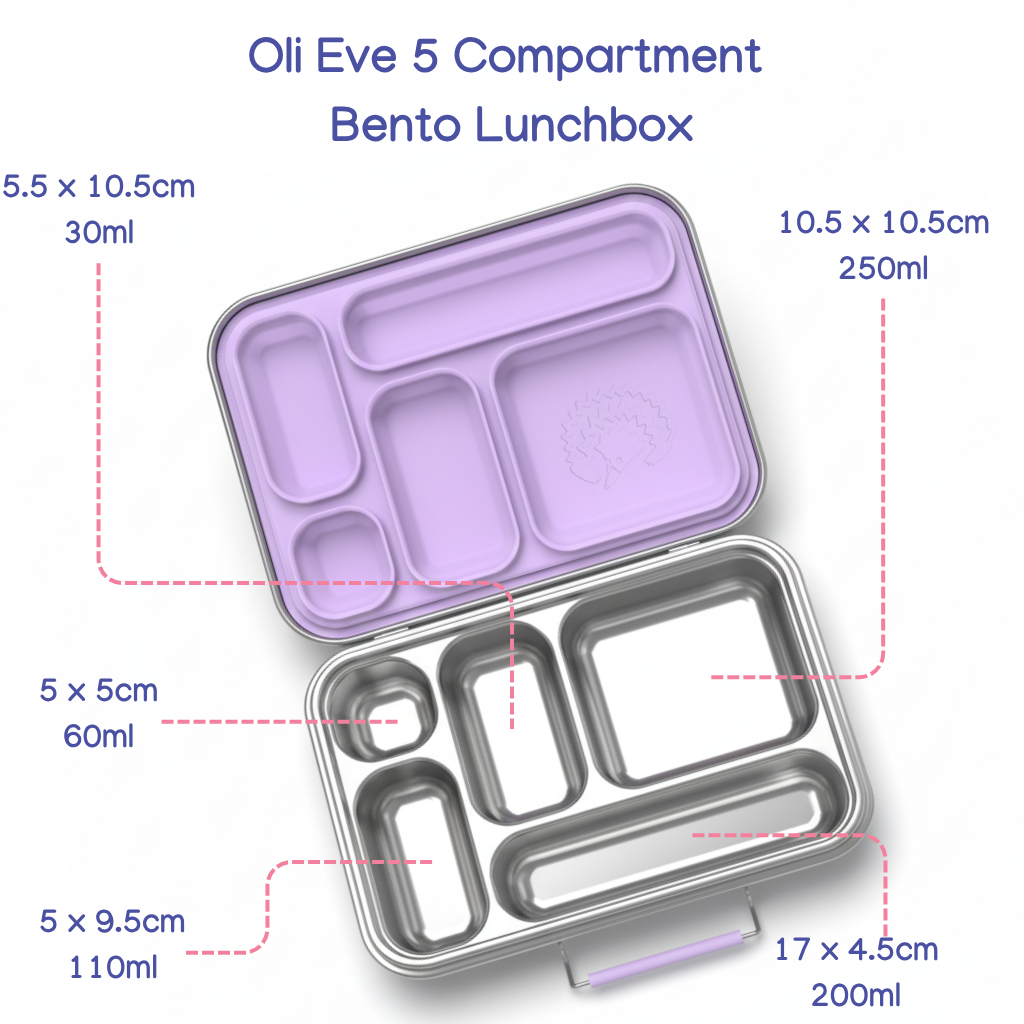 Oli Eve bento 5 stainless steel lunchbox info guide