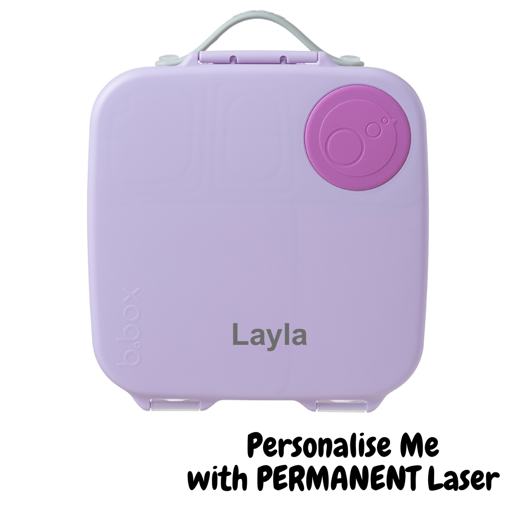 Personalised puple sugar plum bbox lunchbox with name engraved 