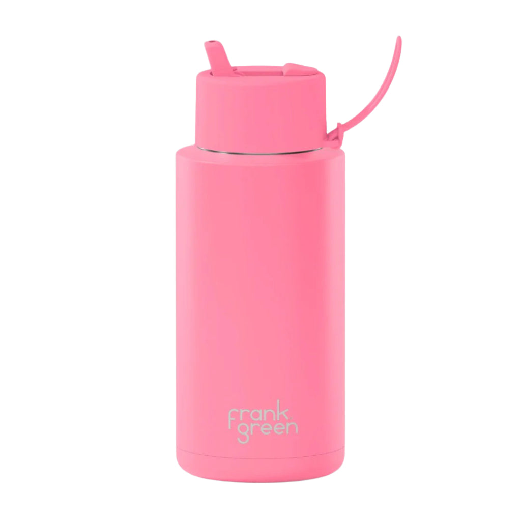Frank Green 1 litre ceramic drink bottle pink sipper lid