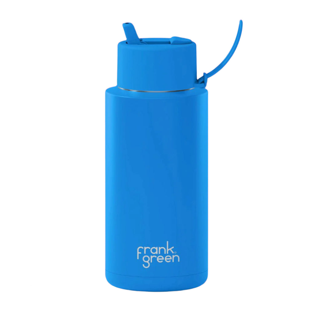 Frank Green 1 litre ceramic drink bottle blue sipper lid