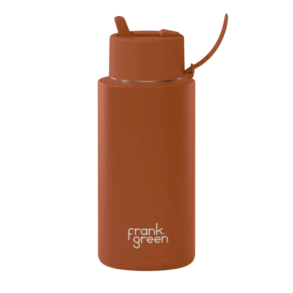Frank Green 1 litre ceramic drink bottle brown sipper lid