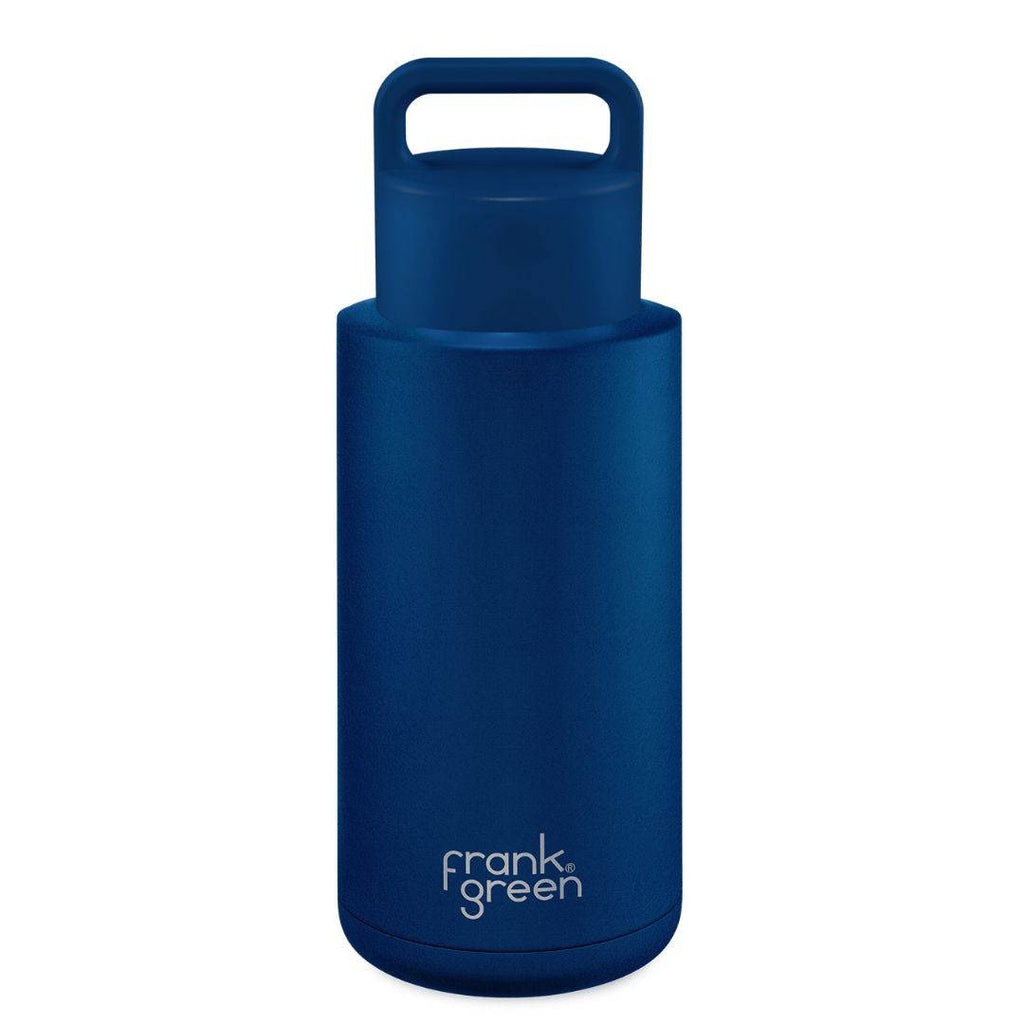 Frank Green 1 litre ceramic drink bottle with grip lid Blue