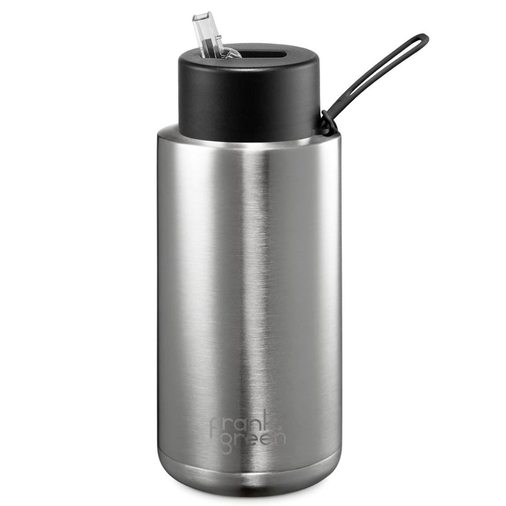 Frank Green | Ceramic Reusable Bottle | Chrome | Straw lid | 34oz, 1L - Creative Kids Lab