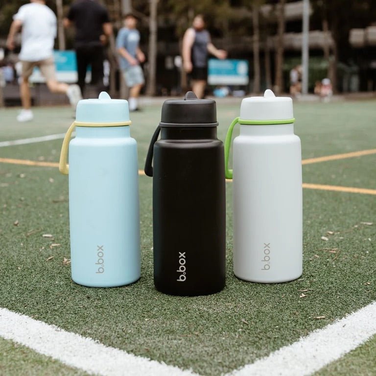 bbox flip top 1 litre insulated stainless steel drink bottle in pool side blue colour group