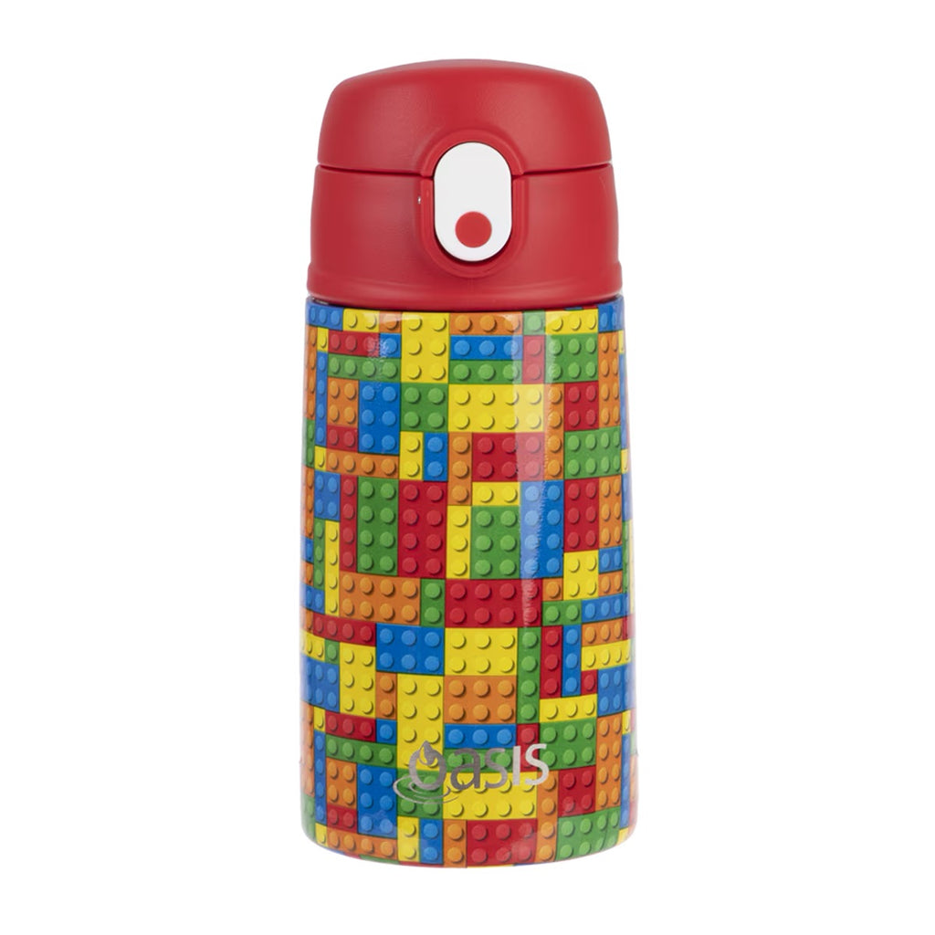 Oasis Kids insulated drink bottle in lego theme print with straw 400ml