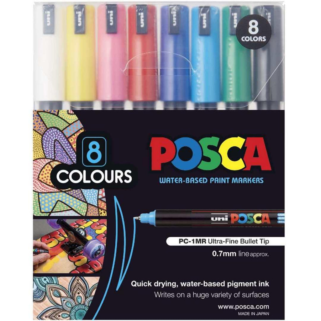 POSCA PC1MR Paint Marking Pen - ASSORTED COLOURS- Set of 8 - Creative Kids Lab