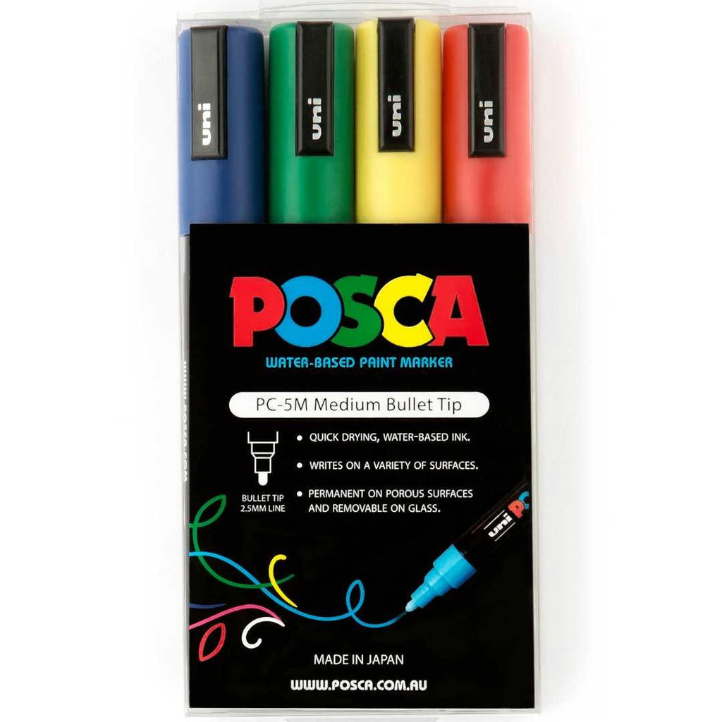 POSCA PC5M Paint Marking Pen - ASSORTED COLOURS - Set of 4 - Creative Kids Lab