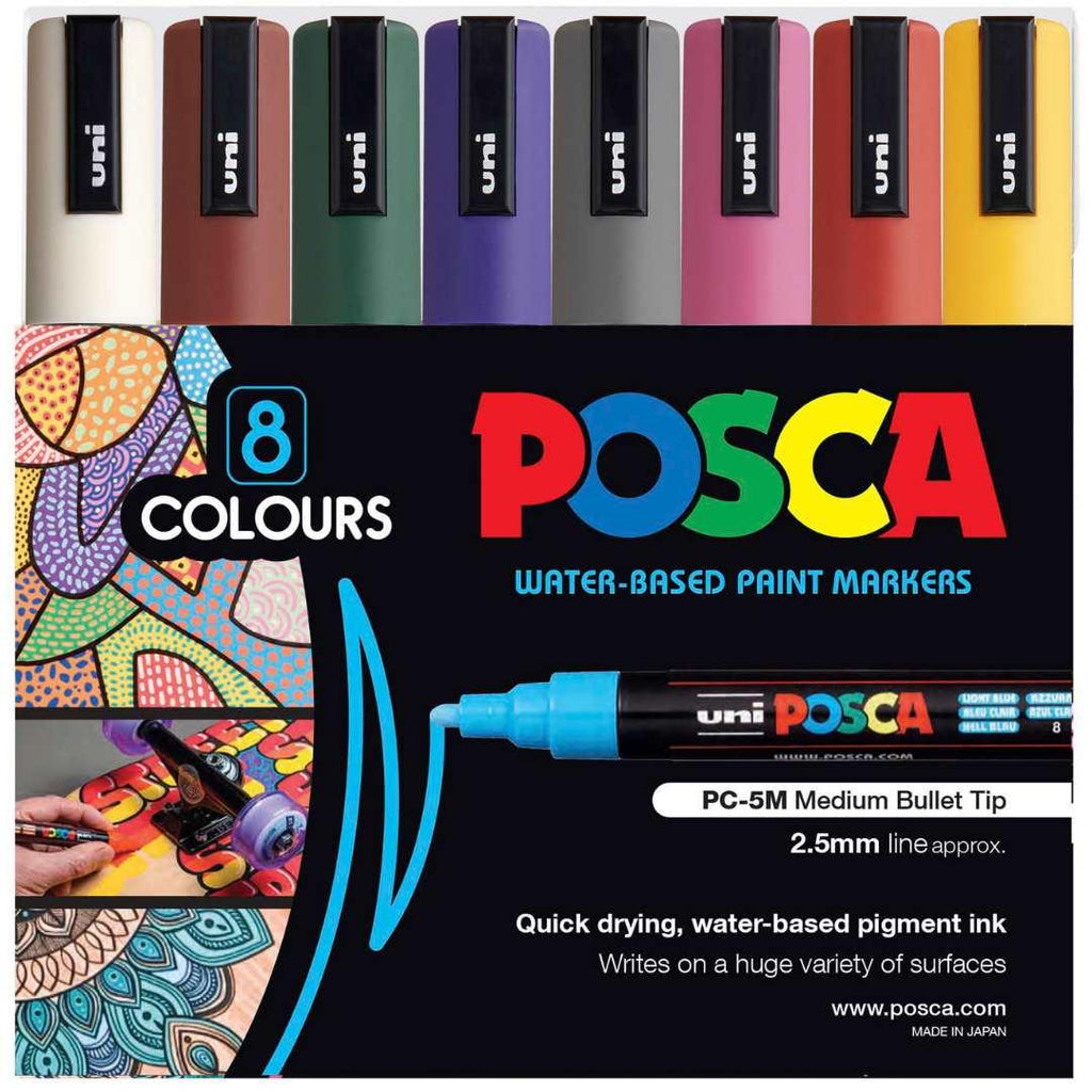 POSCA PC5M Paint Marking Pen - DARK COLOURS - Set of 8 - Creative Kids Lab