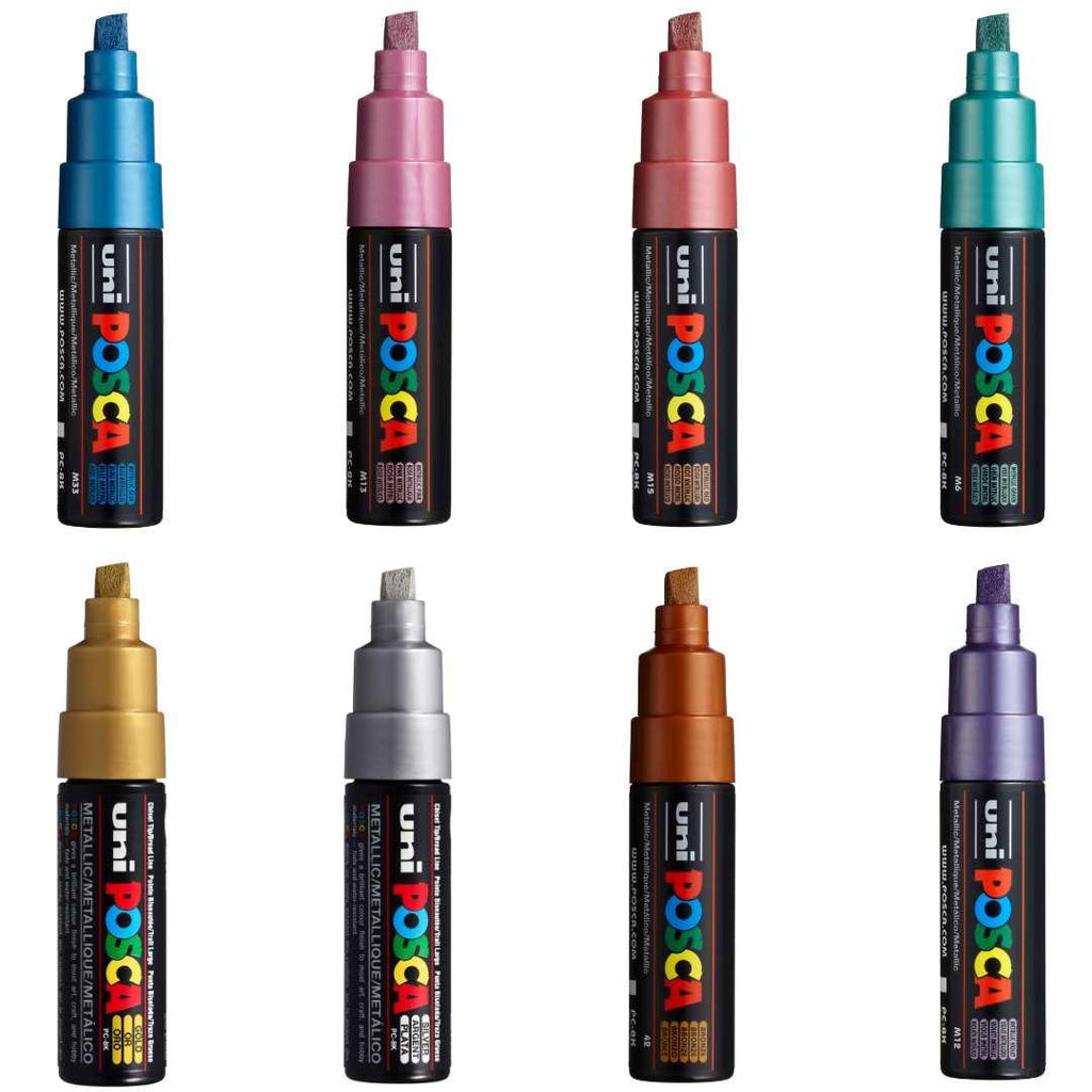 POSCA PC8K Paint Marking Pen - METALLIC COLOURS - 8 Pack - Creative Kids Lab