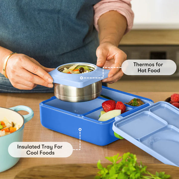 Omie 2 in 1 bento lunchbox with thermal food jar for hot or cold lunch for kids