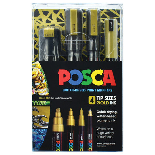 POSCA Assorted Tips - Gold colour Only - 4 Pack - Creative Kids Lab