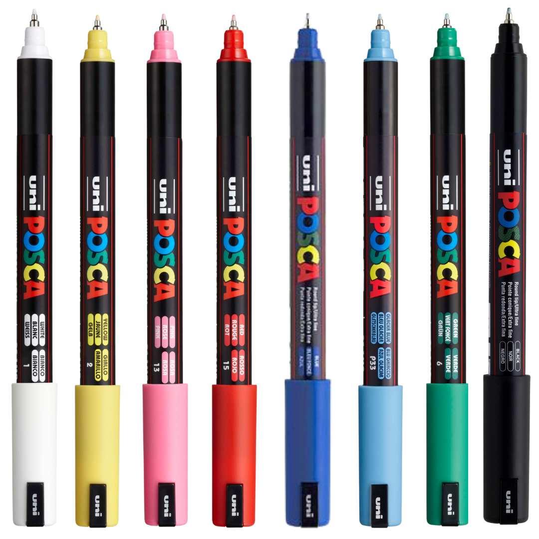 Posca Marker : Pc-1mr : Ultra-Fine Pin Tip : 0.7mm : Assorted Colours Set  Of 16