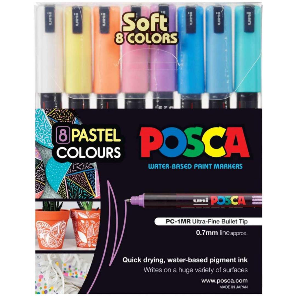 POSCA PC1MR Paint Marking Pen - SOFT PASTEL COLOURS - Set of 8 - Creative Kids Lab