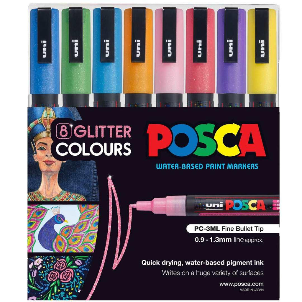 POSCA PC3M Paint Marking Pen - GLITTER COLOURS - Set of 8 - Creative Kids Lab