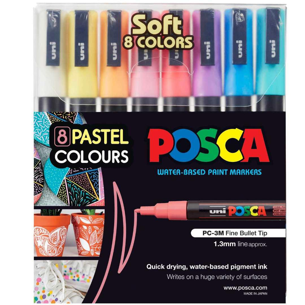 POSCA PC3M Paint Marking Pen - SOFT PASTEL COLOURS - Set of 8 - Creative Kids Lab