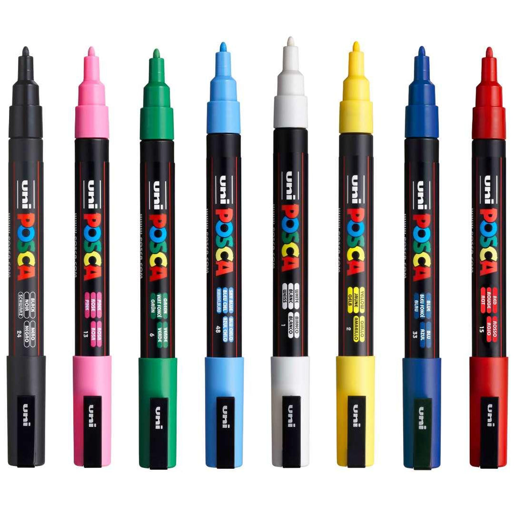 POSCA PC3M Paint Marking Pen - STANDARD COLOURS - Set of 8 - Creative Kids Lab