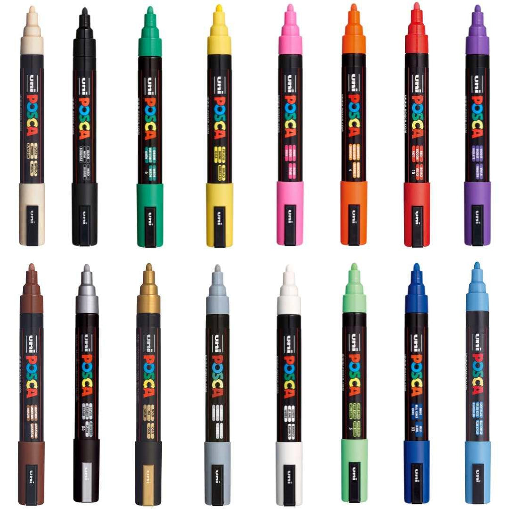 POSCA PC5M Paint Marking Pen - ASSORTED COLOURS - Set of 16 - Creative Kids Lab