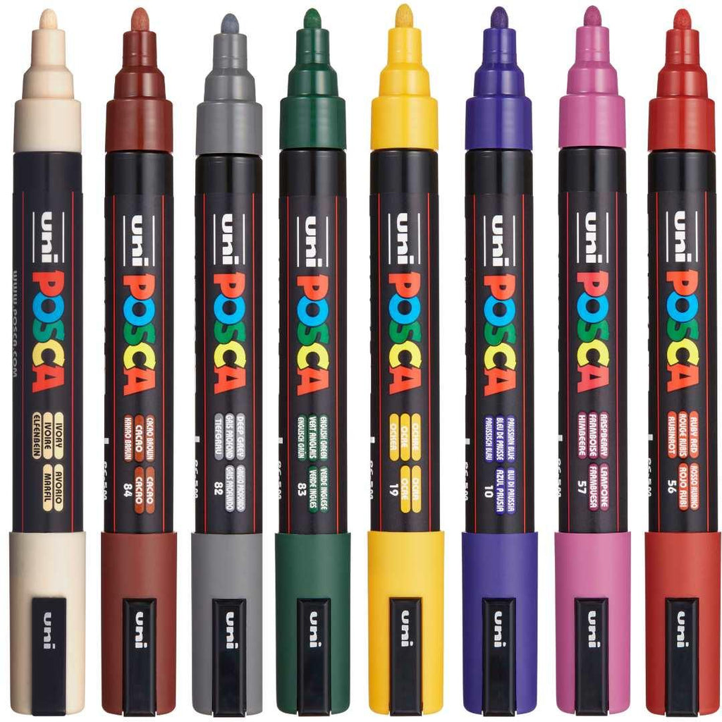 POSCA PC5M Paint Marking Pen - DARK COLOURS - Set of 8 - Creative Kids Lab