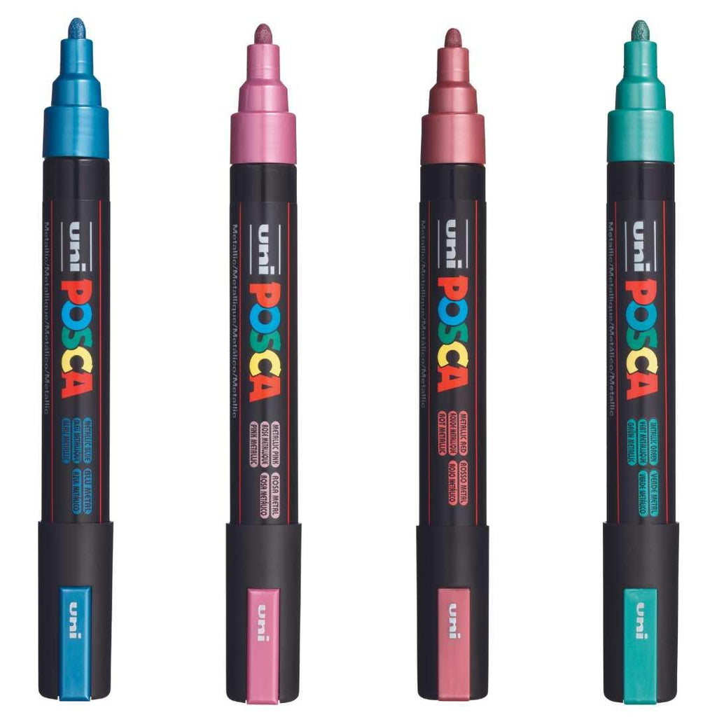 POSCA PC5M Paint Marking Pen - METALLIC COLOURS - Set of 4 - Creative Kids Lab