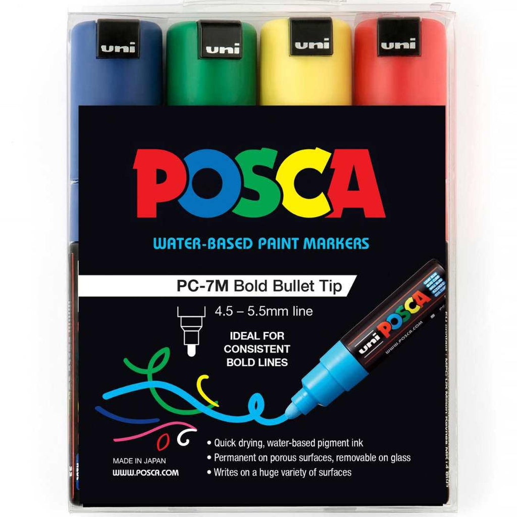 POSCA PC7M Paint Marking Pen - ASSORTED COLOURS - Set of 4 - Creative Kids Lab