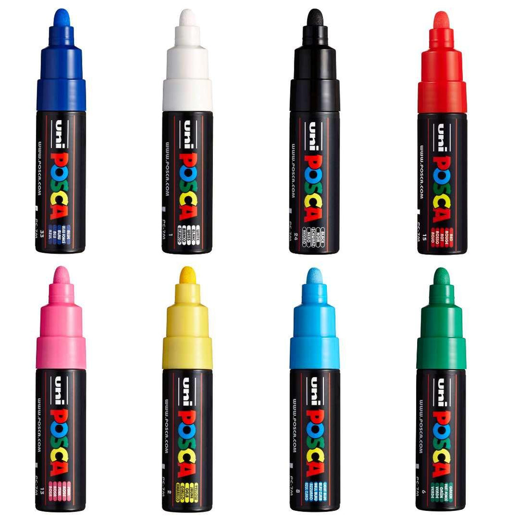 POSCA PC7M Paint Marking Pen - ASSORTED COLOURS - Set of 8 - Creative Kids Lab