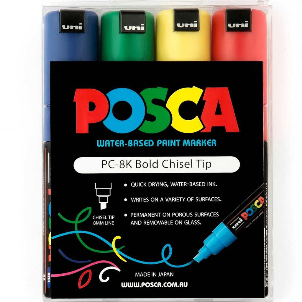 POSCA PC8K Paint Marking Pen - ASSORTED COLOURS- 4 Pack - Creative Kids Lab